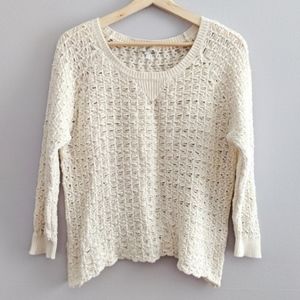 Joie Ivory White Crochet Knit Sweater